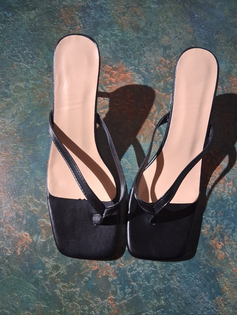 Black Square-Toe Thong Sandals - Women Fits Like A 7-8